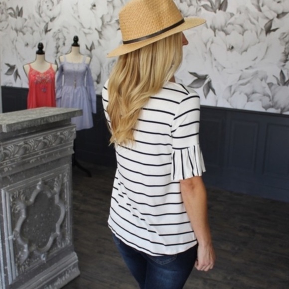 Infinity Raine Striped Ruffle Top - Picture 3 of 10